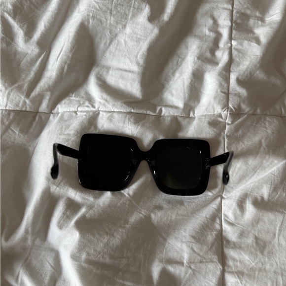 Black Oversized Square Rhinestone Sunglasses Bling Festival Sunnies - Picture 2 of 7